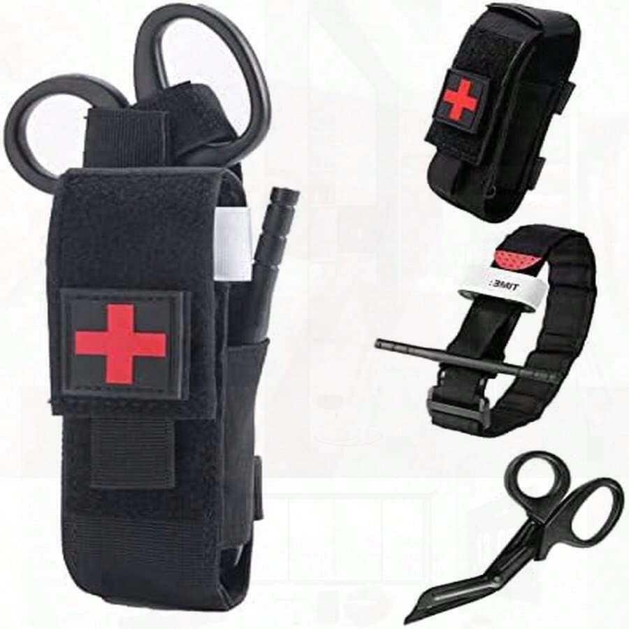 Pochette Tactique De Premier Secours EMT - Avec Garrot, Ciseaux, Bandages