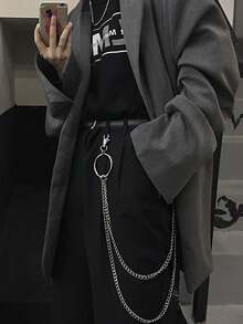 1pc Men's Punk Rock Style Denim Jeans Chain Waist Chain, Unique Street Fashion Accessory - Silver - View 3