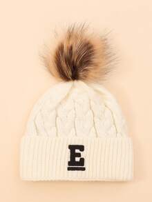1 件儿童刺绣条纹字母白色针织帽，经典时尚休闲帽，适合男孩和女孩秋冬日常穿着和返校 - 彩色 - 查看 11