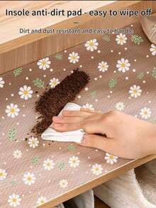 1 rollo de revestimiento de gabinete de cocina con patrón de margaritas, revestimiento de cajón antiadherente, revestimiento de gabinete antideslizante, revestimiento de refrigerador lavable de EVA, almohadilla de refrigerador fácil de cortar, decoración del hogar, fiesta y almacenamiento navideño