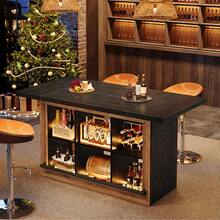 Tribesigns 62.6" Rectangular Bar Table With Storage, Home Bar Cabinet Unit With 6 Spacious Cubbies And Metal Footrests, Large Counter Height Pub Table For Home Kitchen, Dining Room, Brown & Black - Nâu + Đen - Xem 3