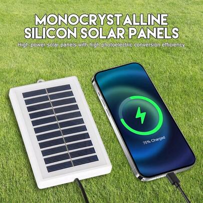 1pc Portable Solar USB Charger Panel - Non-Removable Photovoltaic Power Bank For Phones, Flashlights & Fans | Ideal For Camping, Travel & Emergencies, Portable Charger