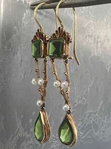 1 Pair Of Vintage Pearl Water Drop Alloy Women's Earrings, Suitable For Women's Daily Leisure Party Travel Jewelry Accessories - Nhiều màu - Xem 3