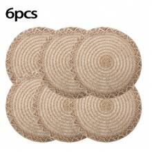 4 Stücke/6 Stücke/8 Stücke handgewebte Stroh Tischsets, geeignet für Hochzeit, Party, Schutz des Esstisches, künstlerisch, Garten, Restaurant, Heimdekoration, Outdoor, Restauranteröffnung, minimalistisch & modisch, Feiertagsfeier, tägliches Geschirr, Vase Pad, hitzebeständig, verbrühsicher, schmutzabweisend, Party Dekoration, Tischanordnung Zuhause, Bohemien Stil, Frühling/Sommer/Herbst/Winter, Küchen Geschirr, Geburtstags Party, Hochzeit, Feiertagsgeschenk, Untersetzer