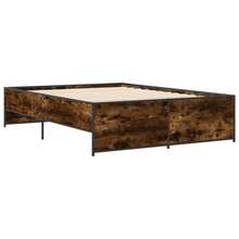 vidaXL Bettgestell Räuchereiche 135x190 cm Holzwerkstoff und Metall