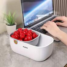 Cesta de frutas y verduras de doble capa, organizador de encimera de cocina, soporte para frutos secos de escritorio de oficina, caja de almacenamiento multifuncional