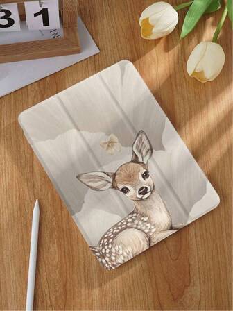 Deer Pattern Protective Case, Compatible With IPad 9.7/10.2/10.5/12.9/Pro 11, 10th Gen, Galaxy Tab S6 Lite 10.4", Kindle Paperwhite 12th Gen 2024, 11th Gen 2022, Soft Shockproof, Smart Stand/Auto Wake/Sleep Function, Plant Pattern