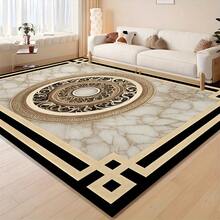 850g/M² Velvet Thick Floor Mat, Vintage Center Ring Design, Beige, Gold, And Black Available, Machine Washable, Non-Slip, Soft And Comfortable, Lightweight And Durable. Suitable For Bedroom, Living Room, Office, Game Room, Adds An Elegant Touch For Christmas, Halloween, Easter, Thanksgiving, Valentine's Day, Father's Day, Mother's Day, And Graduation Season - 彩色 - 查看 6