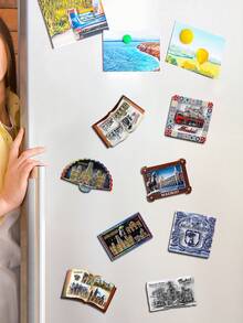 1pc Craft Scenic Refrigerator Magnet, Souvenir Refrigerator Magnet With Unique Features From Different Countries And Regions, 3D Craft Home Decor Refrigerator Magnet - Multicolor - View 5