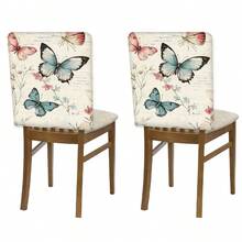 2/4/6 piezas Fundas de silla con estampado de mariposa de lino, adecuadas para decoración del hogar, sala de estar, comedor, jardín, hotel, fiesta, material de poliéster lavable