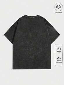 Love Yourz Jermaine Cole Quote Graphic Water Washed T-Shirts, Round Short Sleeved Tees, Summer Street T-Shirts, Holiday Gifts - 黑色 - 查看 2