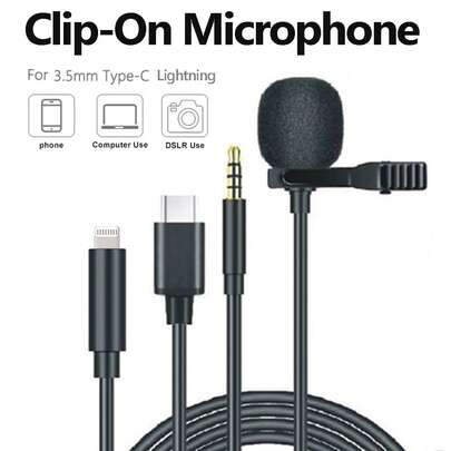1pc 3.5mm/Type-C/Lightning Interface Mini Recording Microphone, Plug And Play Portable Wired Lavalier Microphone Compatible With IPhone/Android/IPad, For Live Streaming, Gaming, Mobile Phone/Video Recording, Interviews