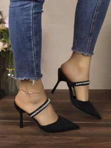 Zapatos de mujer con adornos de strass, estilo transfronterizo, verano 2025 casual