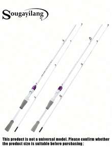 SOUGAYILANG 基础款/轻量便携两节鱼竿 1.8 米/6 英尺耐用碳素鱼竿，抛投式旋转美观鱼竿，带 EVA 手柄，适合旅行钓鲈鱼、鲤鱼、圣诞节、感恩节淡水鱼竿 - 白色 - 查看 2