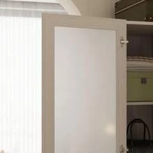 FUFU&GAGA Corner Wardrobe Armoire With Frosted Glass Doors, L-Shaped Closet Cabinet With Shelves And Hanging Rail For Bedroom - 暖白色 - 查看 7