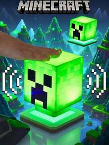 Minecraft 1 Commemorative Edition Collector's Series Minecraft Creeper/Pink Pig Night Light - Cute Style, USB Rechargeable, Creeper Calls Suitable For Bedroom Decoration And Relaxation, Perfect For Sleep/Christmas & Birthday Gifts, Suitable For Teens & Adults, Themed Party (Without USB Cable) Product Sent Without Power And Needs To Be Charged By Itself