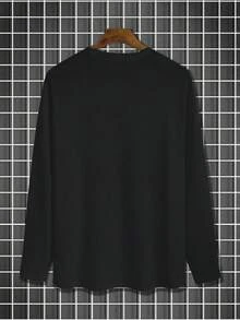 GRDR Áo thun dài tay nam in họa tiết hoa dại, phong cách đường phố, mùa xuân/thu. - màu đen - Xem 6