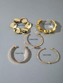 imoli 3 件时尚夸张不对称 CCB 几何线环串珠粗款珠宝手链和袖口套装