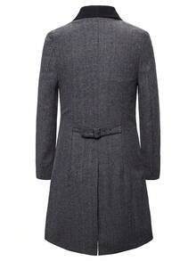 New Mid-Length Suit Collar Windbreaker Jacket For Men, 2 In 1 Woolen Coat YF19 - Dark Grey - View 4