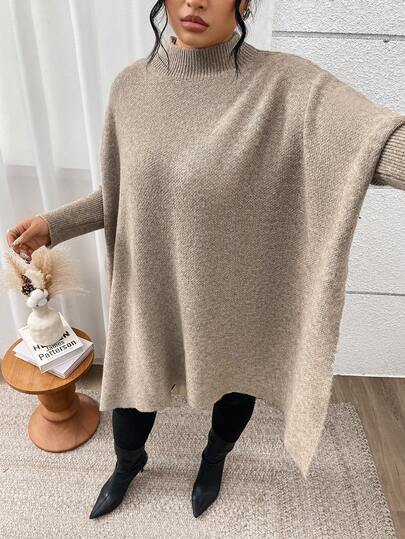 Plusstorlek Dam Casual Varm Stickad Kofta, Höst/Vinter