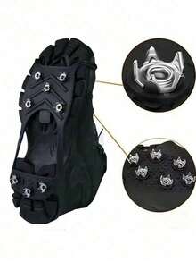 زوج واحد/زوجان من أحذية المشي في الثلج المضادة للانزلاق للخارج، مخالب من الفولاذ المقاوم للصدأ ب- 8 أسنان لتحسين الإمساك بالجليد/الثلج، مخالب مضادة للانزلاق في الشتاء