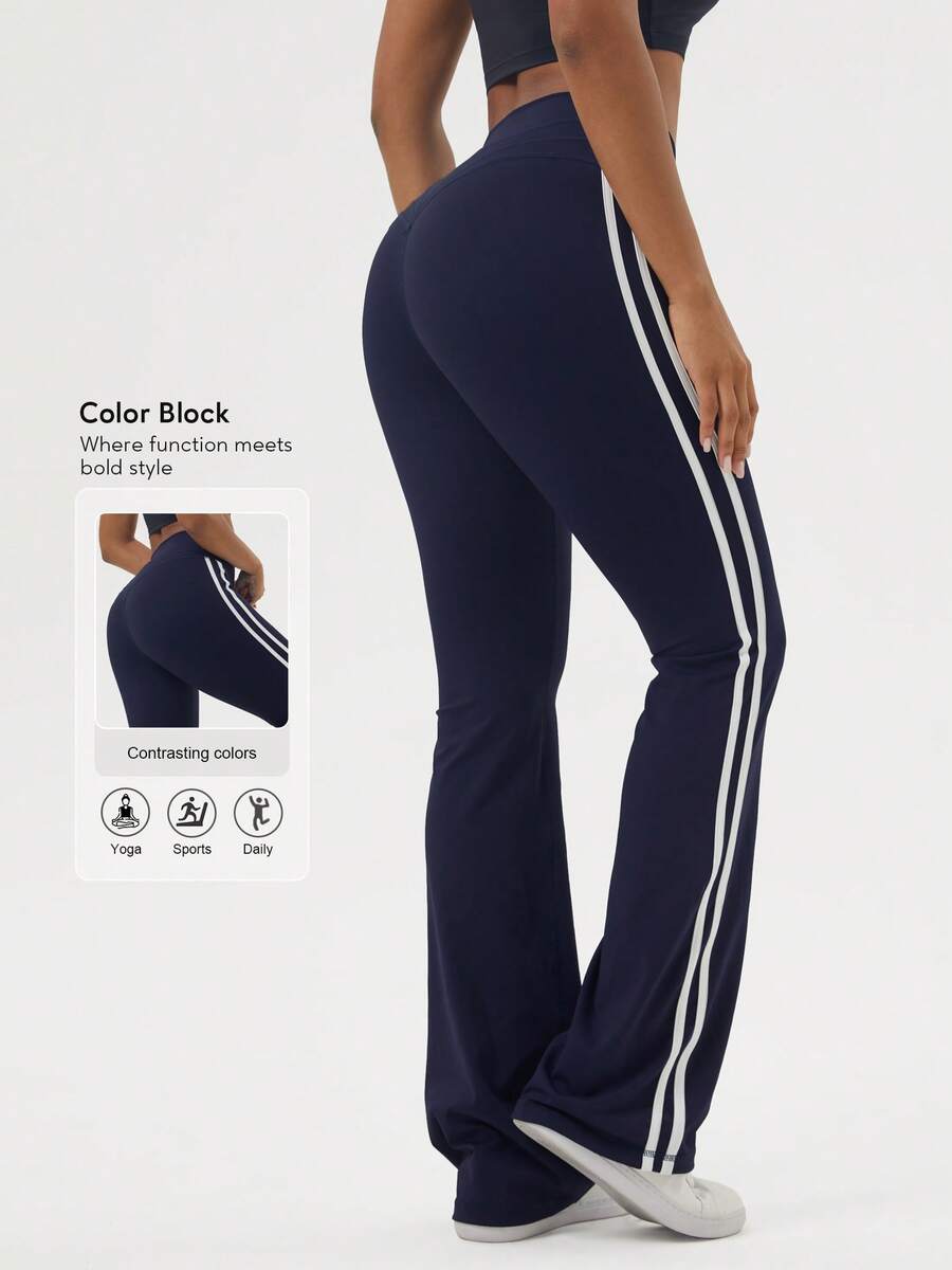 Sodalemon Women's Street Style Patchwork Cargo Yoga Flare Pants