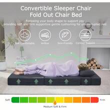 HILERO Sofá cama plegable 4 en 1 convertible con almohada cama plegable de espuma viscoelástica moderno sofá futón para sala de estar invitados apartamentos gris oscuro - Nico - Ver 3