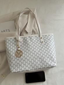 大容量女士通勤包，个性化手提包，2025新款精致小众单肩包，高品质女士包 - 白色 - 查看 7