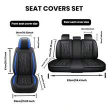 Universal Seat Covers Full Set, 5 Seats Seat Covers For Cars, Waterproof Pu Leather Car Seat Covers, Auto Protectors Fit For Most Sedans SUV Pick-Up Truck - 黑藍 - 查看 2