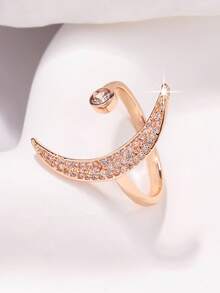 1 Stück verstellbarer 18K Roségold-plattierter Zirkonia Engelflügel Ring