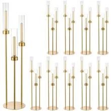 Vincidern 10PCS 3 Arm Gold Candelabra With Acrylic Lampshade ,Taper Candle Holder Centerpieces For Table, 33.8in Tall Metal Candlestick Holder For Dining, Wedding Decor, Mother's Day Party Candelabra - 金色 - 查看 12