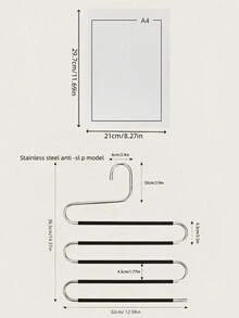 3 móc treo quần áo hình chữ S bằng thép không gỉ - Chống trượt, tiết kiệm không gian, có thể treo quần tây, quần jean và khăn quàng cổ, giải pháp sắp xếp tủ quần áo, vật dụng lưu trữ thiết yếu trong nhà. - Nhiều màu - Xem 6