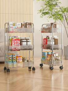 1pc Multi-Layer Storage Rack-Acrylic Removable Floor-Standing Cart Snack Storage Shelf For Kitchen/Bathroom/Living Room/Bedroom - 透明色 - 查看 2