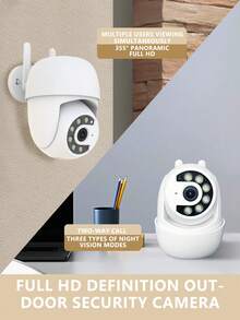 1pc 5V White Smart Surveillance Camera With Two-Way Audio, Outdoor Wall-Mounted, Smart Alarm Notification, Real-Time Viewing And Recording