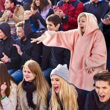 超柔软双面连帽羊毛毯 - 超大舒适可穿戴连帽衫，可机洗，非常适合万圣节和圣诞节，混合颜色，居家休闲穿着 | 超大连帽衫 | 柔软法兰绒面料，毯子连帽衫 - 彩色 - 查看 5