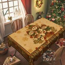 1pc Christmas Reindeer & "Merry Christmas" Printed Tablecloth, Holiday Dining Table Decor, Rectangular Polyester Material, Washable & Reusable, Suitable For Home, Restaurant, Living Room Gatherings, Christmas Theme Parties, Indoor/Outdoor Use - Multicolor - View 10