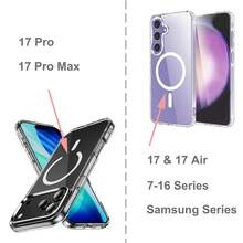 Magsafe 磁力充电手机壳适用于三星 Galaxy S25 S24 S23 Ultra S22 Plus S21 FE A17 A16 A15 A35 A55 透明亚克力超薄保护套 - 無色 - 查看 11