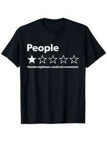 Unisex-Adults T-Shirt - Black, Small - Short Sleeve - Funny Review People One Star: Absolute Nightmare Would Not Recommend, Suitable For Mens & Womens Outdoor T-Shirt, 100%Cotton, S-XXXL - 黑色 - 查看 1