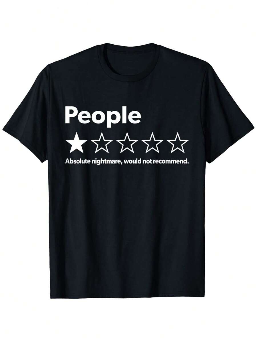 Unisex-Adults T-Shirt - Black, Small - Short Sleeve - Funny Review People One Star: Absolute Nightmare Would Not Recommend, Suitable For Mens & Womens Outdoor T-Shirt, 100%Cotton, S-XXXL - 黑色 - 查看 1