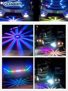 GLANBERT 2件装12V七彩装饰照明LED灯氛围灯车底灯摩托车装饰配件通用型防尾随汽车底盘灯电动车摩托车防雾灯18种模式切换防止追尾