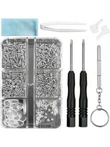 Eyeglass Nose Pads Kit, Eyeglass Repair Kit Upgraded Soft Silicone Air Chamber Screw-In Glasses Nose Pad Replacement Kit With Screws, Screwdriver, Tweezers, Glasses Cloth And Earhook,Universal Glasses Repair Kit For Eyeglasses, Sunglasses & Reading Glasses