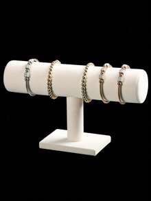 1件装时尚黑色天鹅绒T字形手镯展示架 - 桌面珠宝收纳架，适合零售和家庭使用，理想的母亲节礼物，无需用电，耐用塑料底座，用途广泛，可用于项链、手镯和手表，奢华天鹅绒表面，专为女性设计，多功能桌面收纳架，非电力设计，非常适合节日展示，圣诞节和情人节礼物之选。 - 彩色 - 查看 6