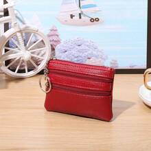 1 Pure Color Mini Coin Zippered Wallet-A Minimalist Texture, Versatile Lightweight Women's Card Holder, Portable Keychain Handbag, Sleek Design, Retro Mini Wallet With Keyring. - Nhiều màu - Xem 8
