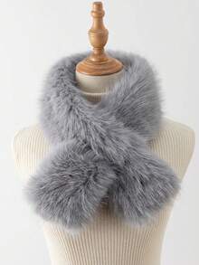 1pc Women's Autumn/Winter Faux Rabbit Fur Reversible Thick Warm Neck Warmer | Fluffy Faux Fur Collar Scarf, Suitable For Outdoor Activities, Holiday Gifts For Dress - Multicolor - View 14