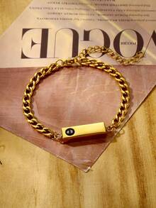 Pulsera de proyección de foto personalizada, pulsera de eslabón cubano de acero inoxidable con nombre personalizado, regalo de pareja para el Día de San Valentín - Multicolor - Ver 6