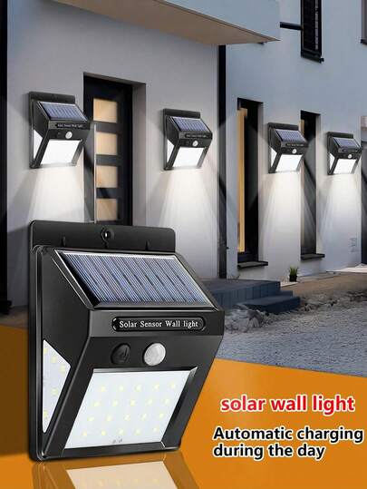 1/4 st soldrivna utomhusvägglampor med 20/30/40/100/150 LED-pärlor, 8000 lumen nattbelysning, 3 ljuslägen med rörelsesensor, 270° belysningsvinkel, lämplig för utomhusträdgård, innergård, garage, uppfart, uteplats, pool, skola och andra miljöer