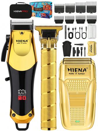  HIENA 3-In-1 Set/2-In-1 Set/1pc Cordless Hair Clippers Men - Professional USB Rechargeable Grooming Kit With Trimmer, Electric Shaver, Detail Trimmer, Ideal Father's Day Gift, Equipped With Limit Combs, Valentine's Day Or Men Gifts