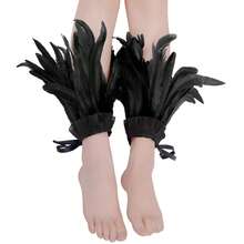 2个仿真羽毛脚环，万圣节角色扮演服装羽毛脚环，适合万圣节、圣诞节、朋克派对、所有季节 - 彩色 - 查看 2