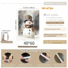 1 szt., płótno ścienne, dekoracje świąteczne, oprawione ozdoby świąteczne, śnieżny zimowy krajobraz, Święty Mikołaj, wystrój świąteczny w stylu rustykalnym, wystrój bożonarodzeniowy w stylu vintage, bałwan, choinka, pociąg świąteczny, dekoracja pokoju bożonarodzeniowego, wystrój salonu