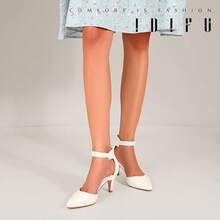 Women's IN3 D'Orsay Pumps Low Kitten Heels For Women Dress Shoes Pointed Closed Toe Wedding Bride Ankle Strap Dressy Silver Black Nude White Gold Heels For Women-2025 - 白浦 - 查看 5